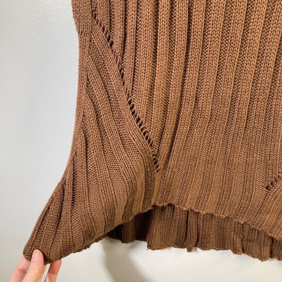 Womens Kori Turtle Neck Wool Blend Slouch Cable Knit Sweater Vest M/L NWT Brown - Picture 6 of 10